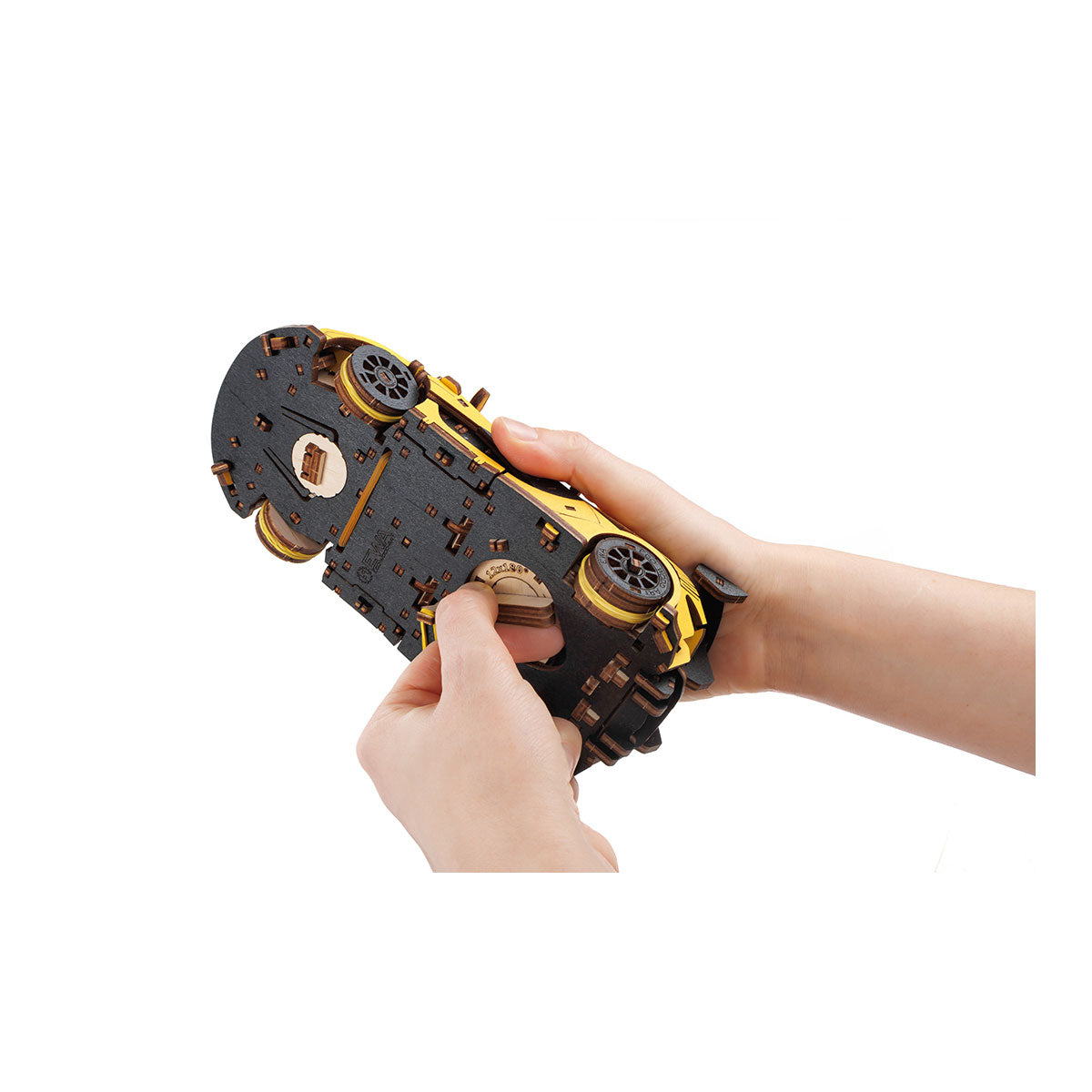 3D-Holzpuzzle Racing Car gelb