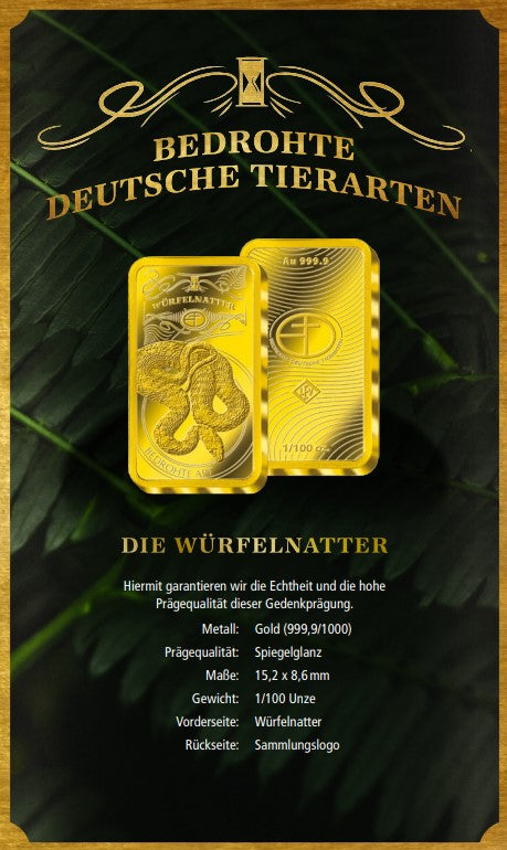 Goldbarren Bedrohte Tierarten "Würfelnatter"