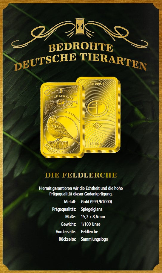 Goldbarren Bedrohte Tierarten "Feldlerche"