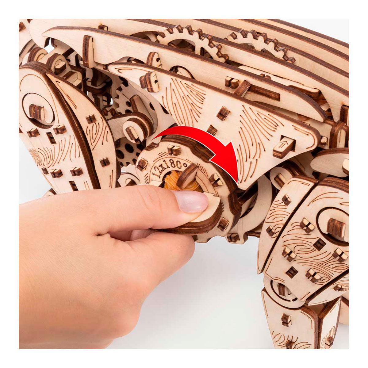 3D-Holzpuzzle Mechanische Katze - natur