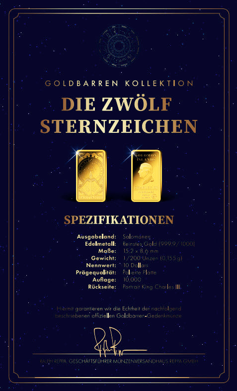 Goldbarren Sternzeichen Schütze | 23.11. - 21.12. (mit Zertifikat)