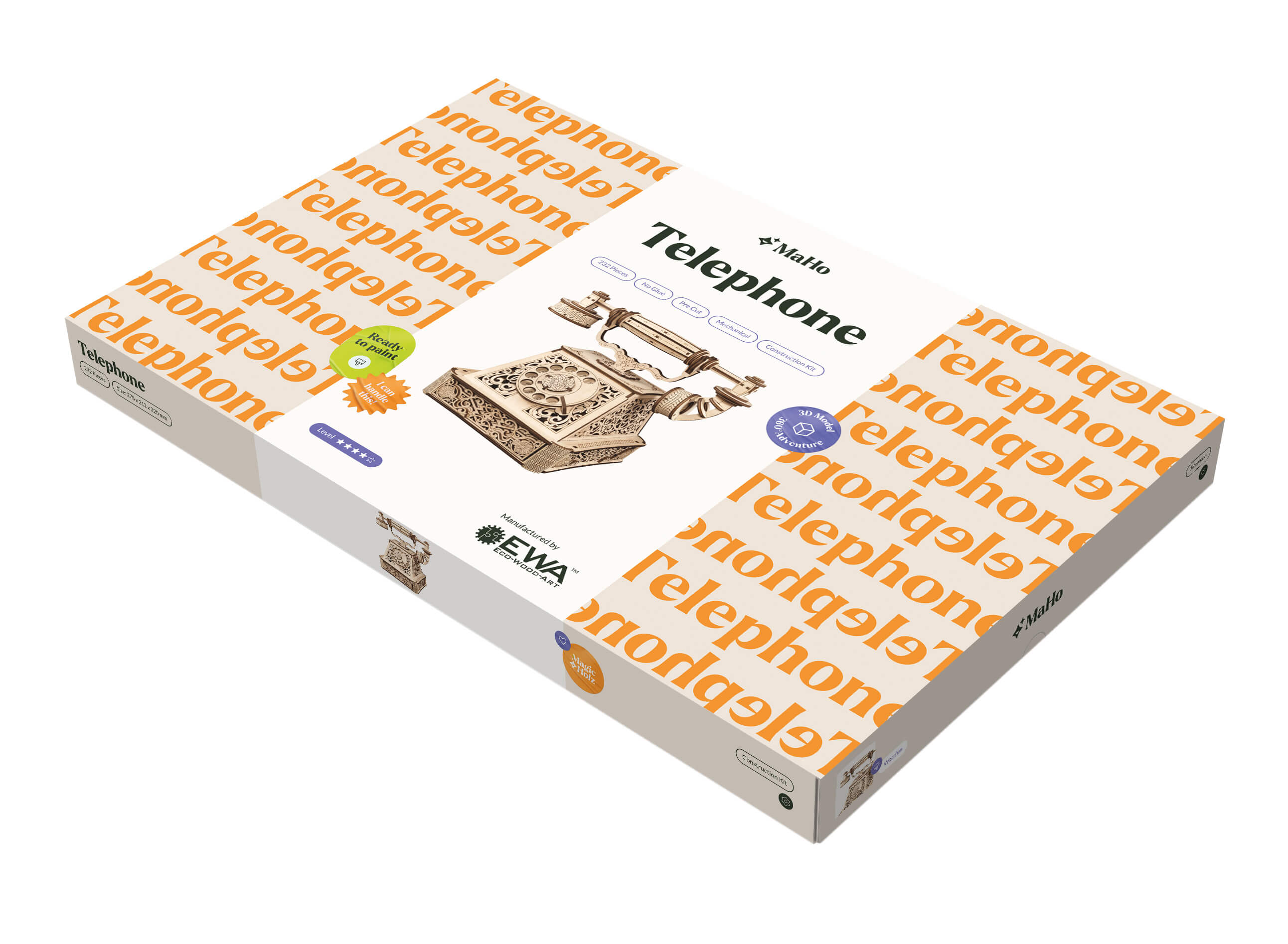 3D-Holzpuzzle Retro Telefon