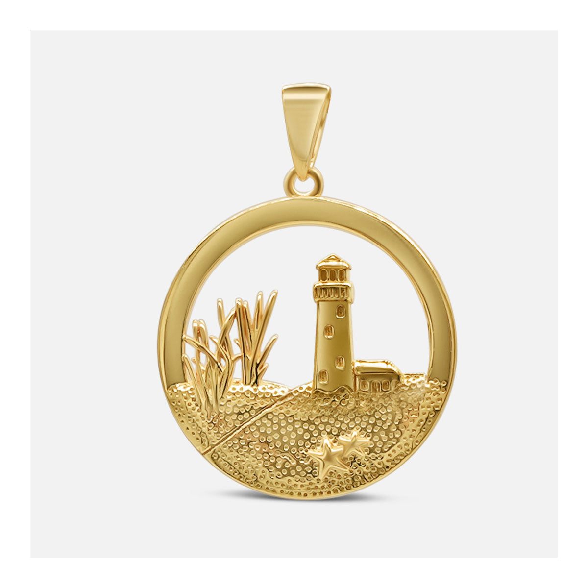 Kettenanhänger Leuchtturm Rund / Düne - Gold