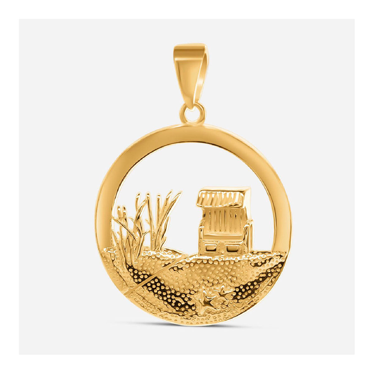 Kettenanhänger Strandkorb Rund / Düne - Gold