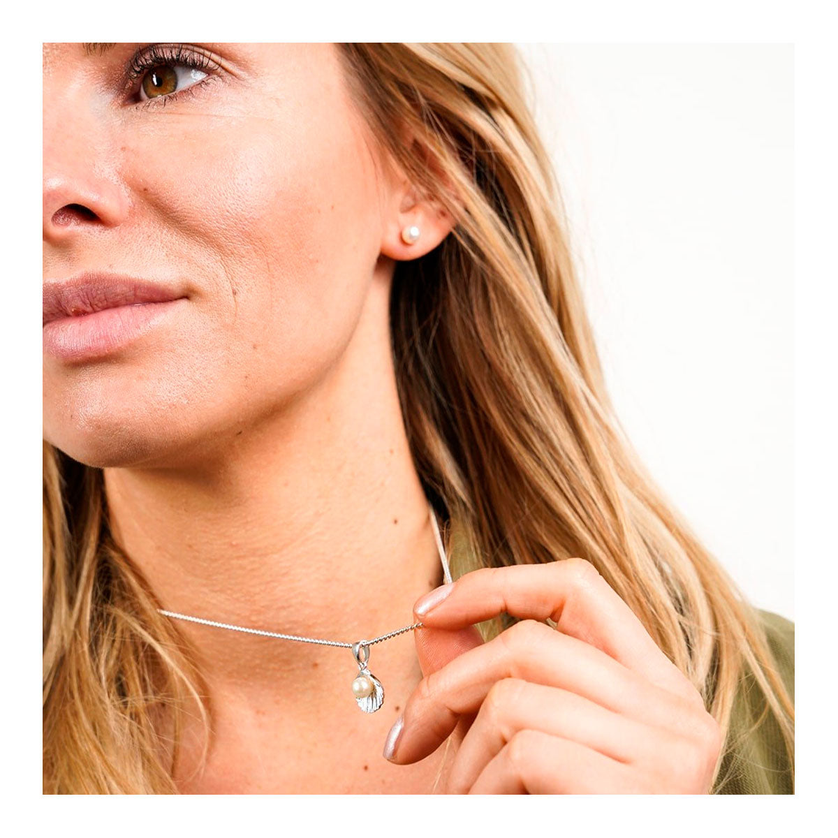 Kettenanhänger Muschel mit Perle - 925 Sterling Silber