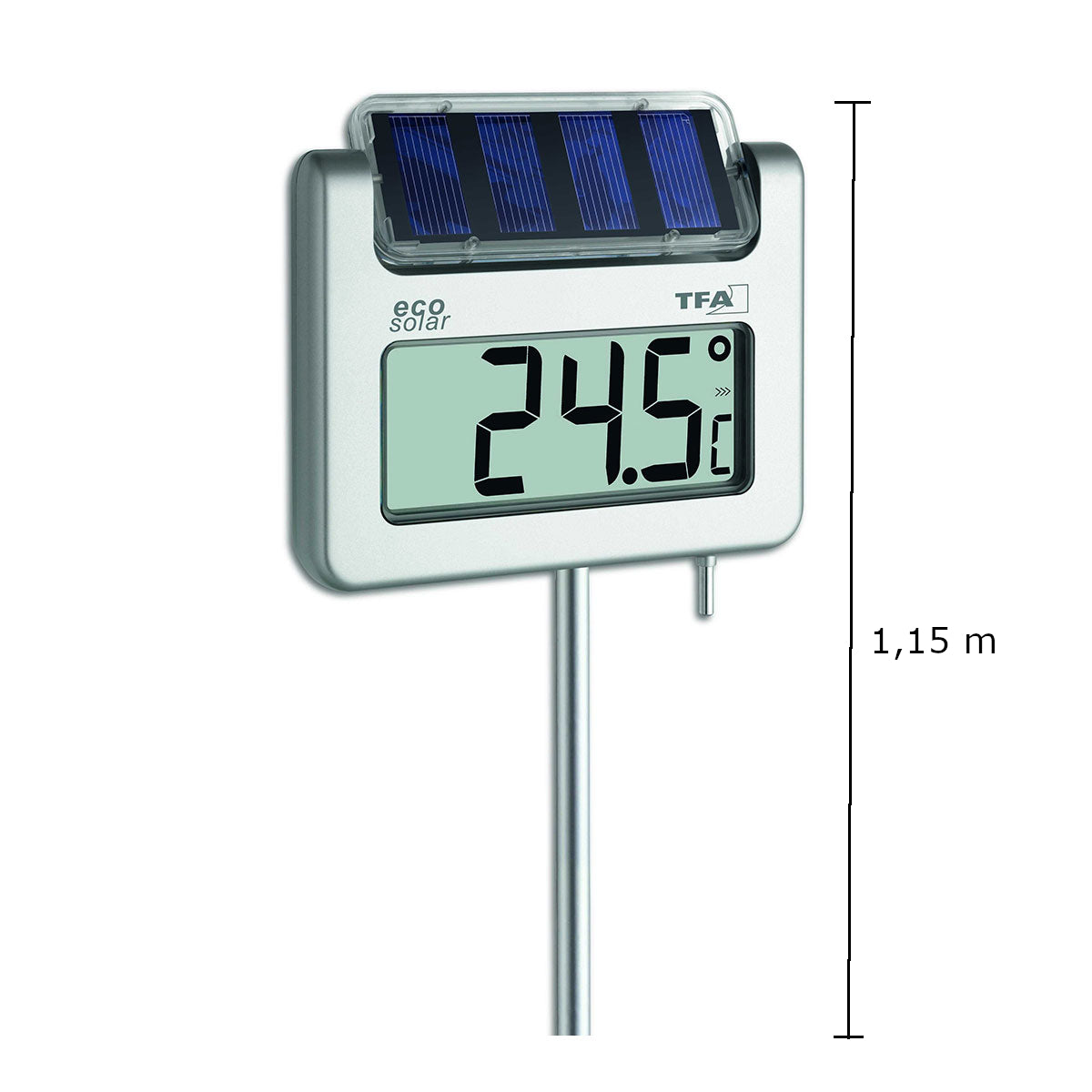 Digitales Gartenthermometer mit Solarbeleuchtung und Funkuhr