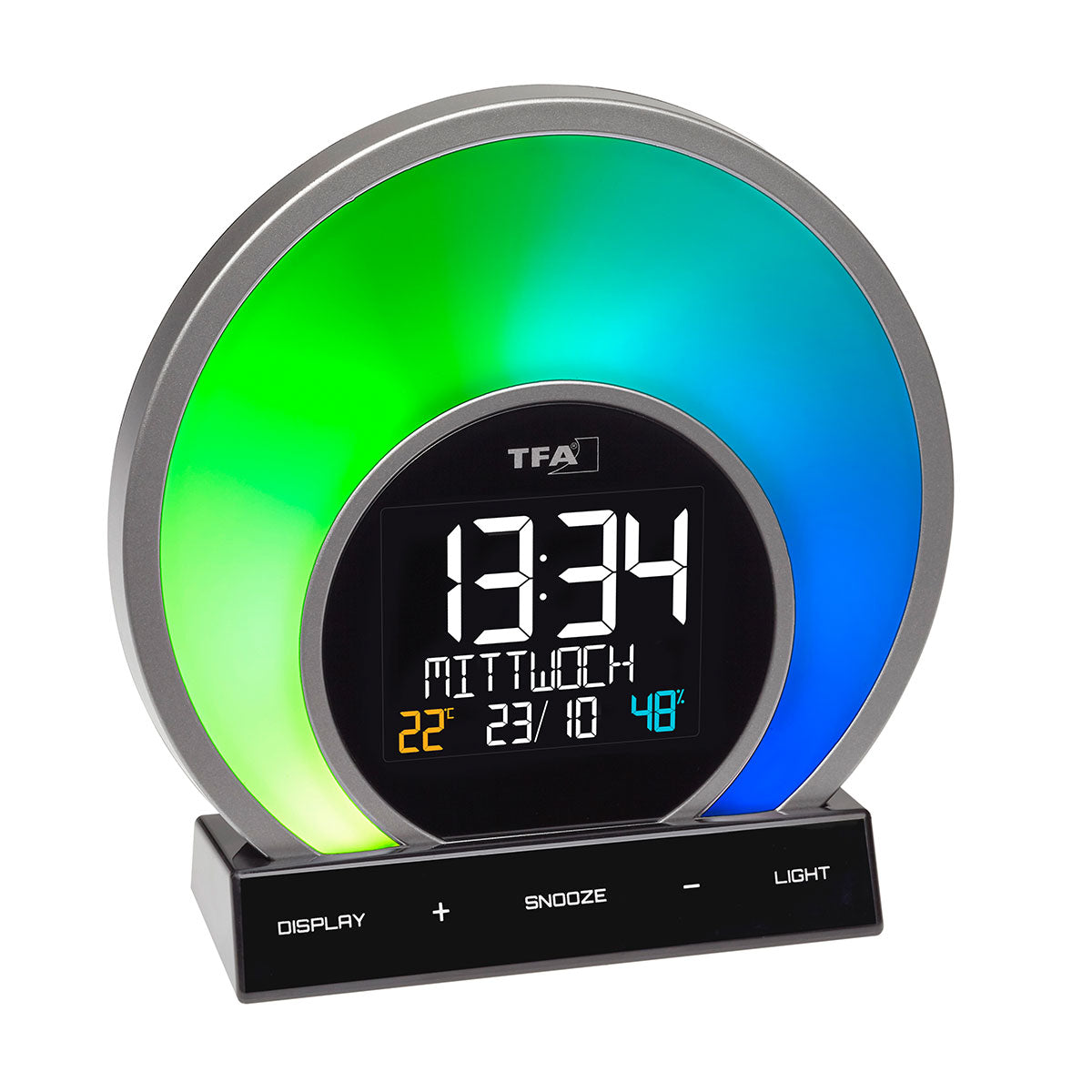 Lichtwecker mit Farbwechsel-Stimmungslicht und Raumklima