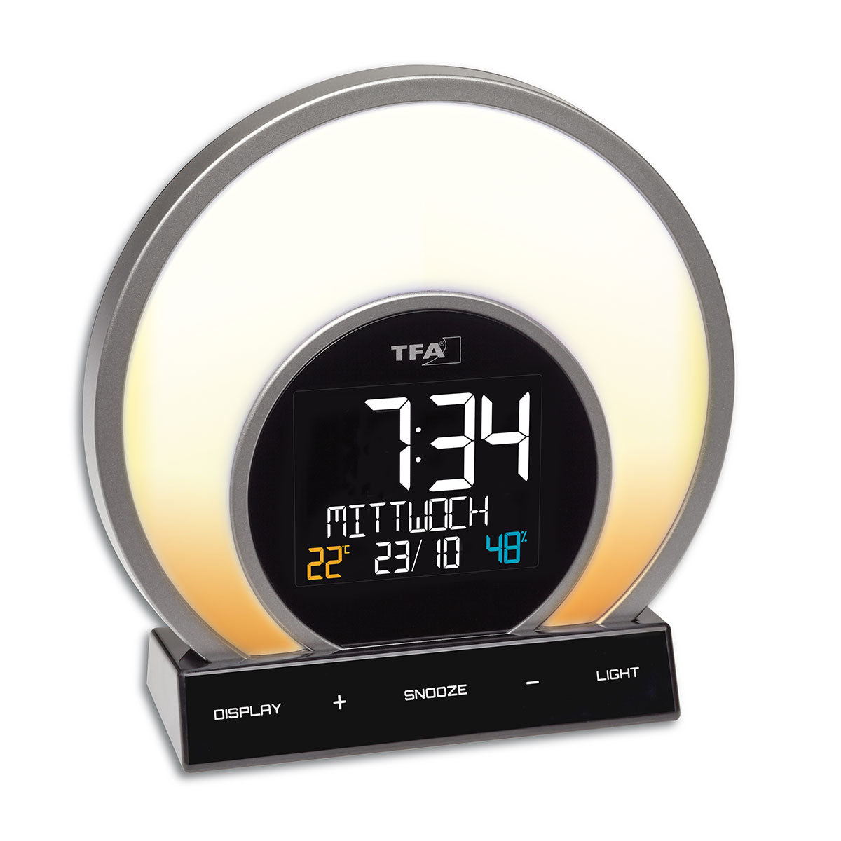 Lichtwecker mit Farbwechsel-Stimmungslicht und Raumklima