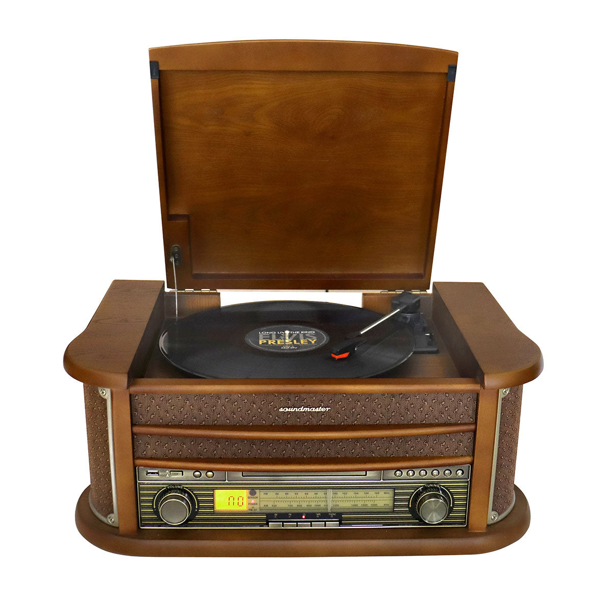Nostalgie Stereoanlage mit UKW Radio, Plattenspieler, CD/MP3, USB, Encoding, Kassette, Bluetooth®