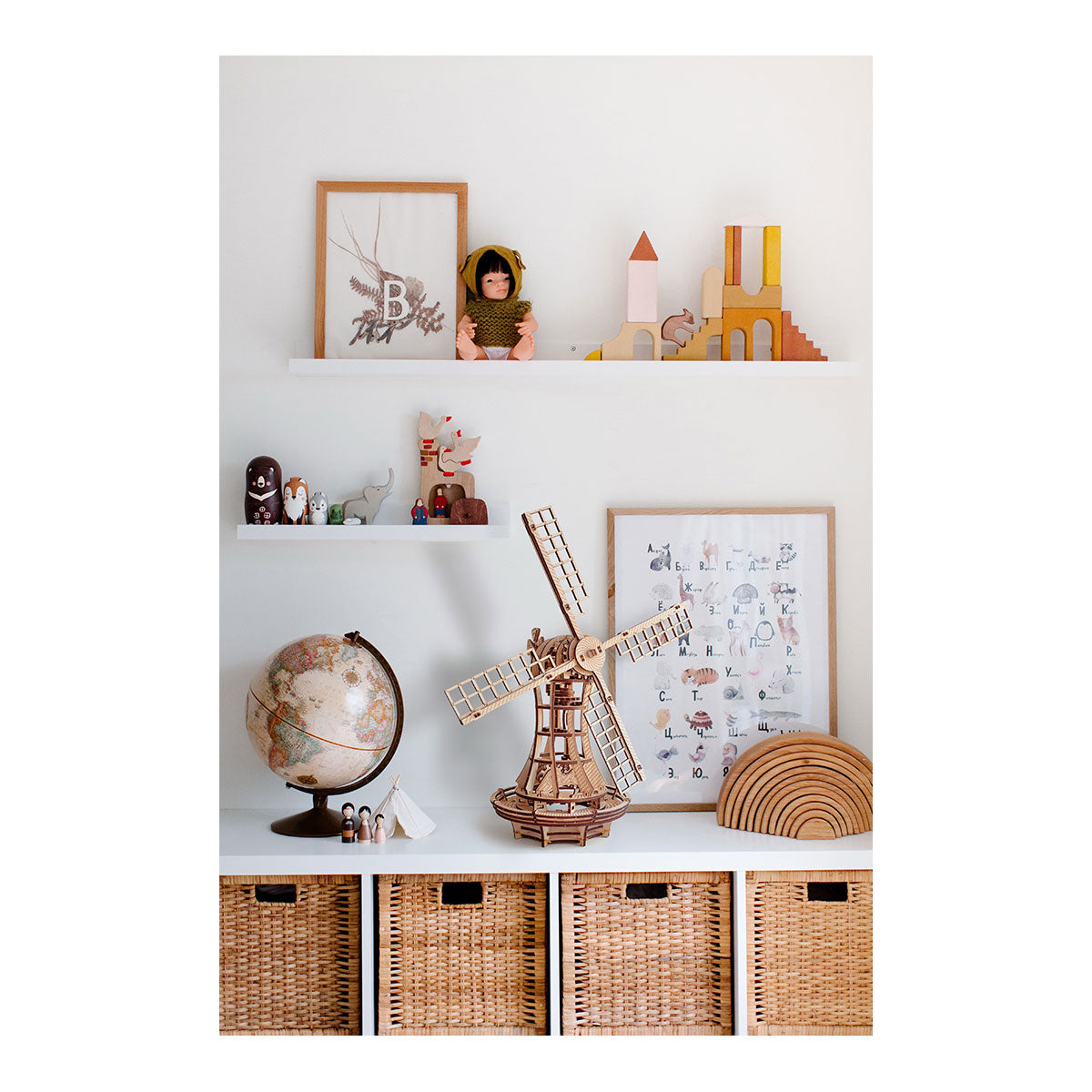 3D-Holzpuzzle Mechanische Windmühle