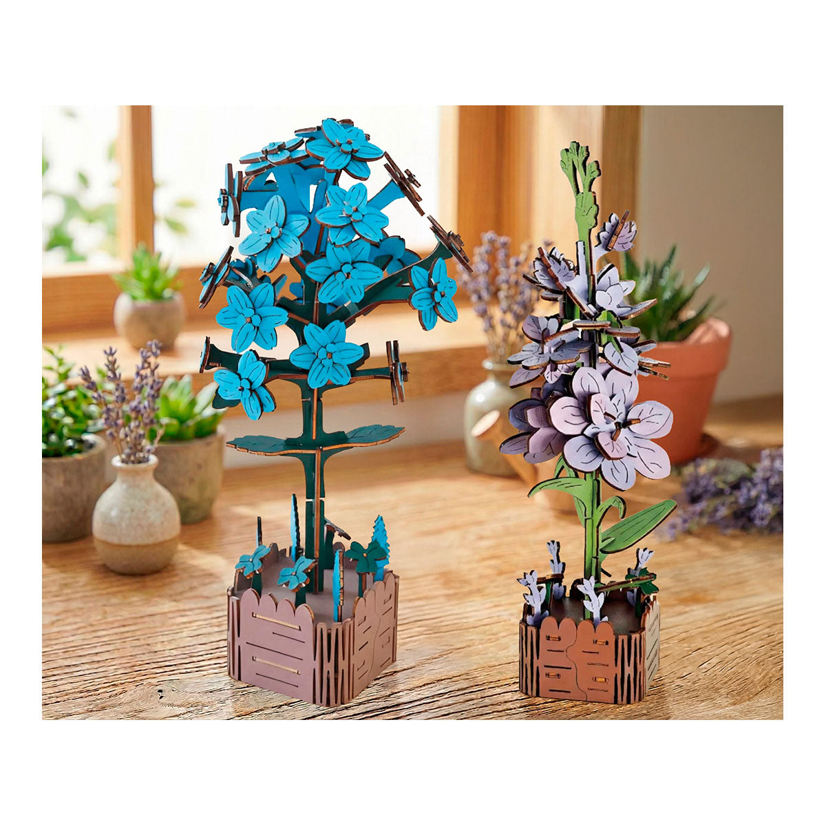 3D-Holzpuzzle 2er Set Blume: Veilchen + Hyazinthe