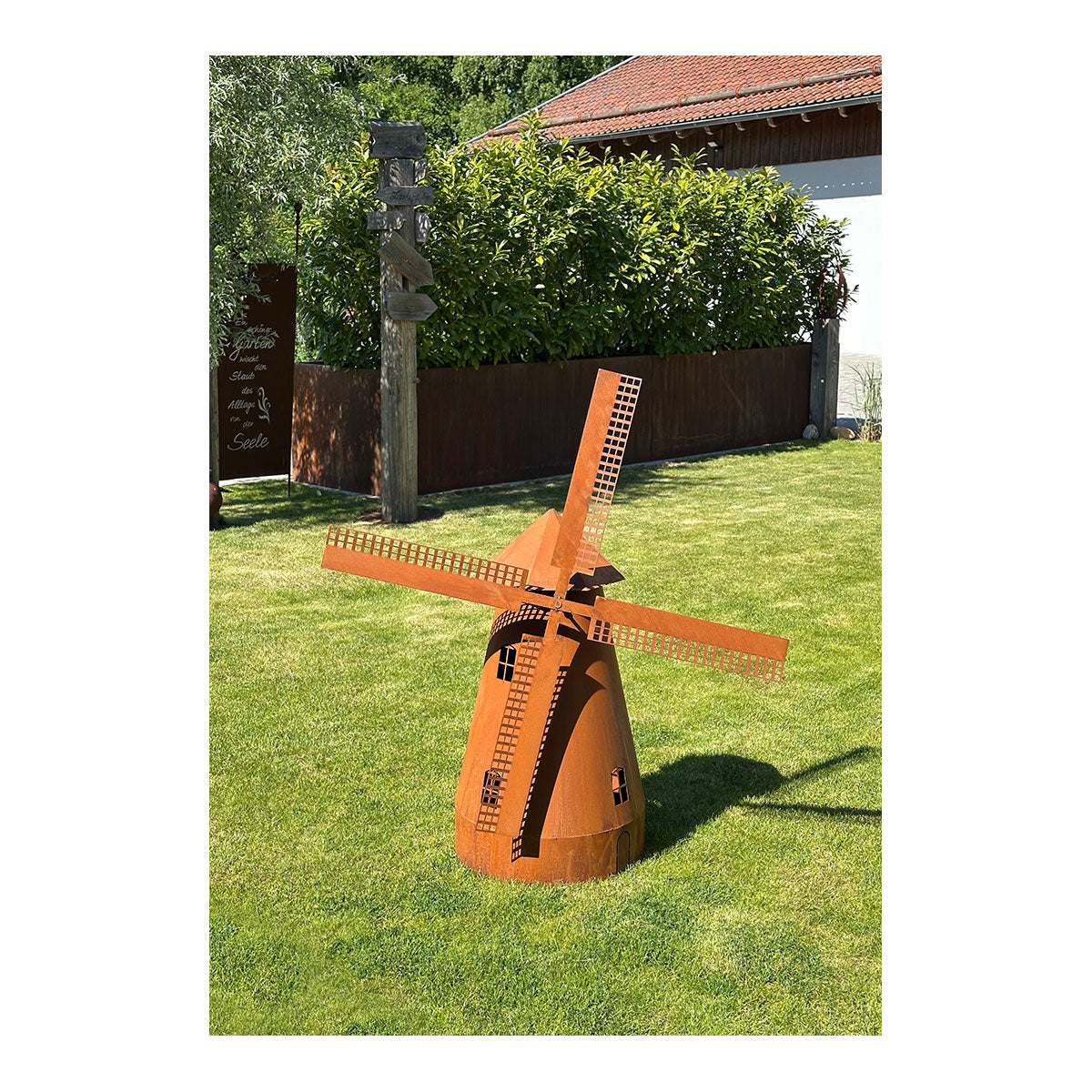 Drehbare Windmühle inkl. Beleuchtung - Edelrost