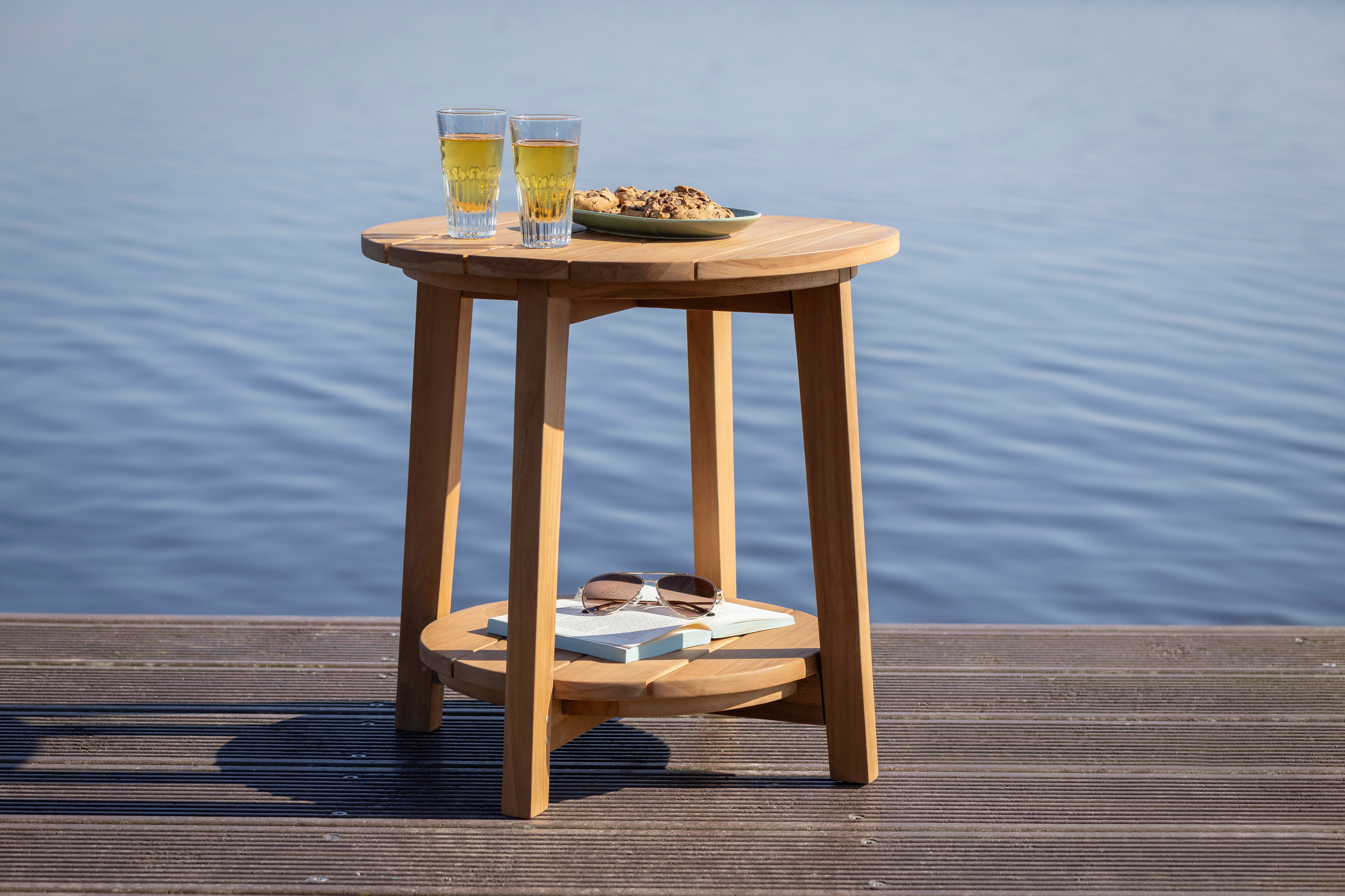 Teakholz Beistelltisch Milton Teak Rund 50 cm