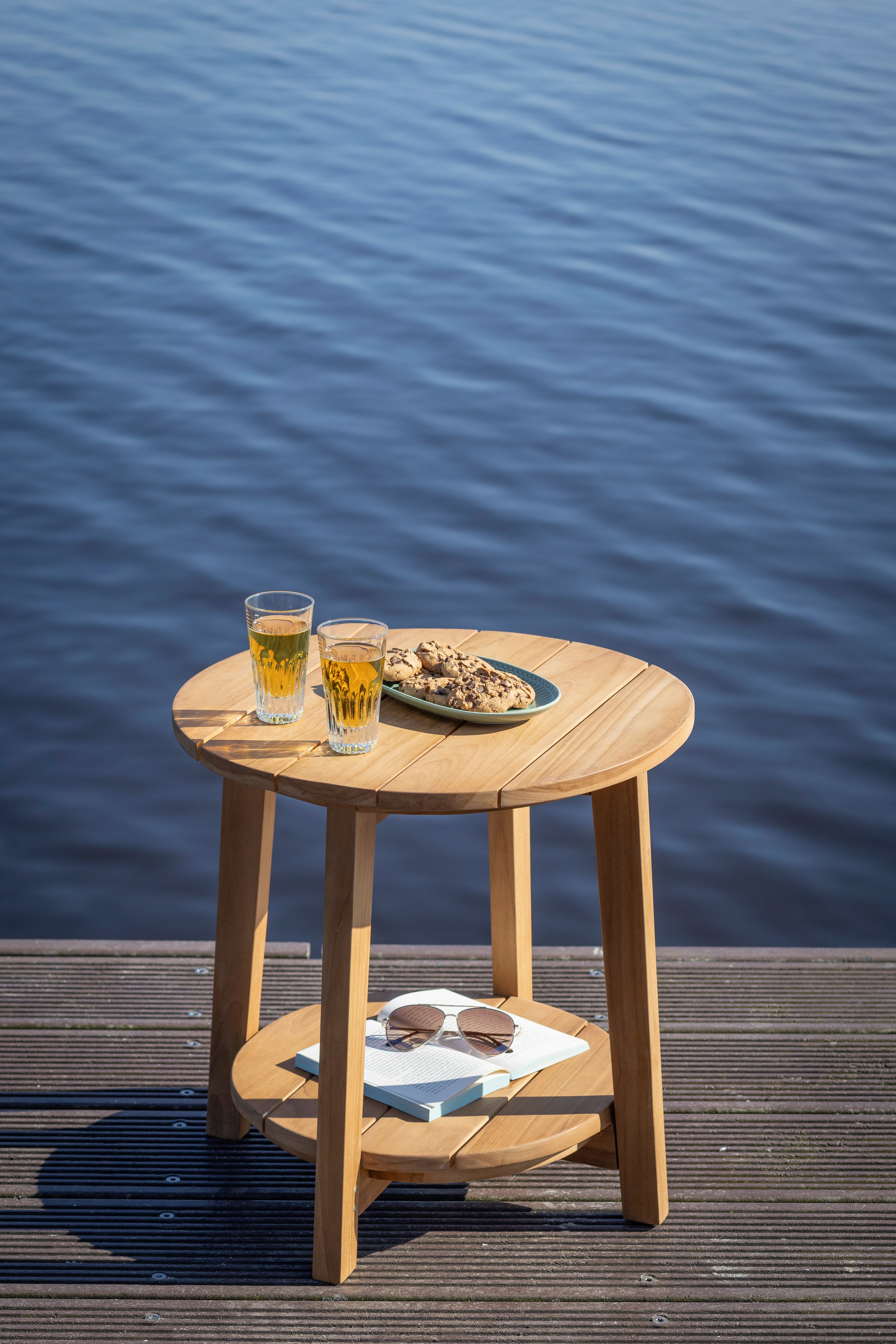 Teakholz Beistelltisch Milton Teak Rund 50 cm