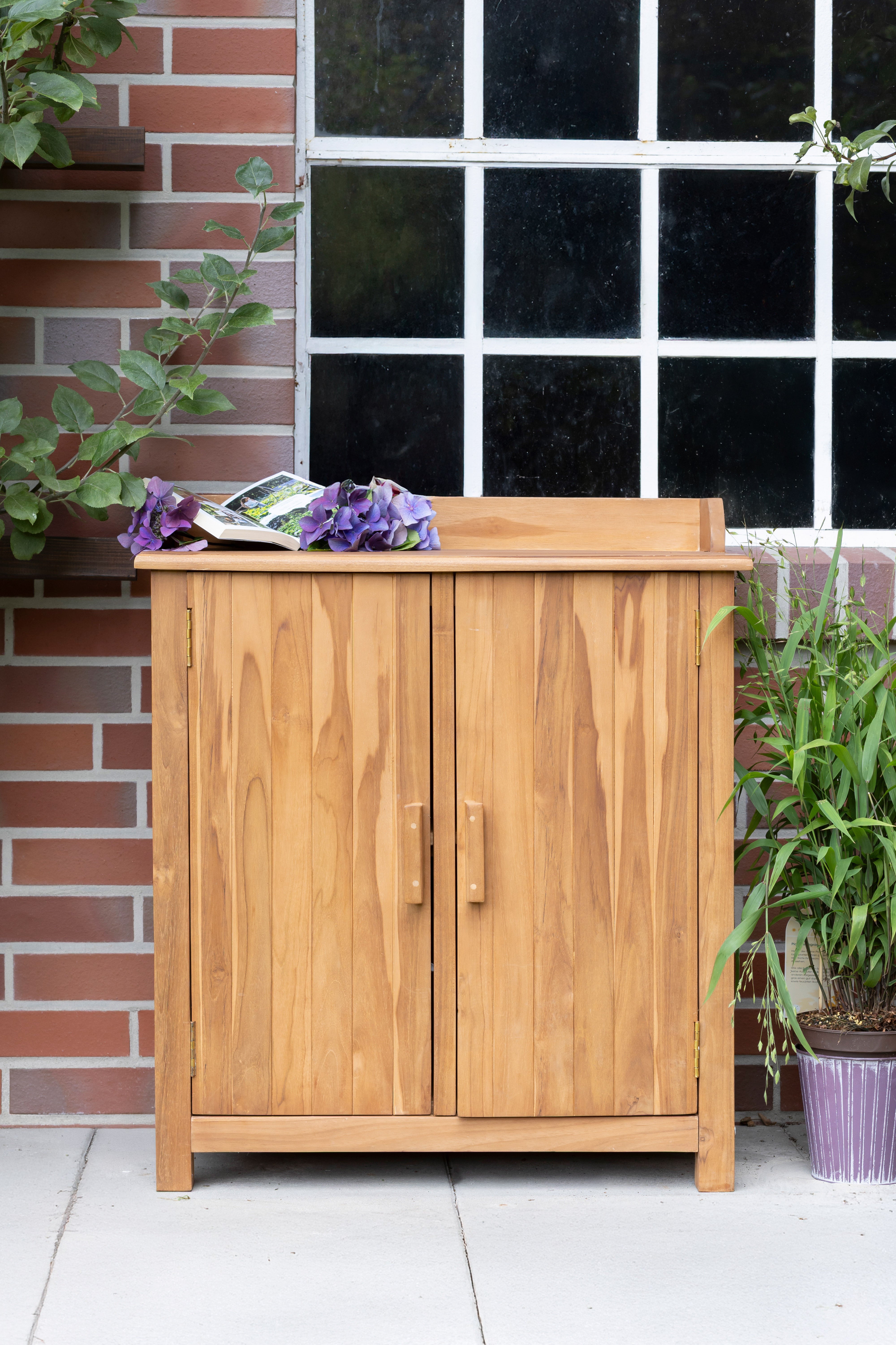 Gartenschrank Batley Teak mit Arbeitsfläche