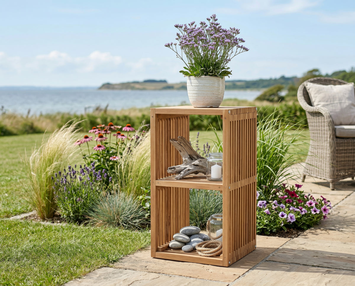Teakregal 2 Fächer Outdoor 80x40x40 cm