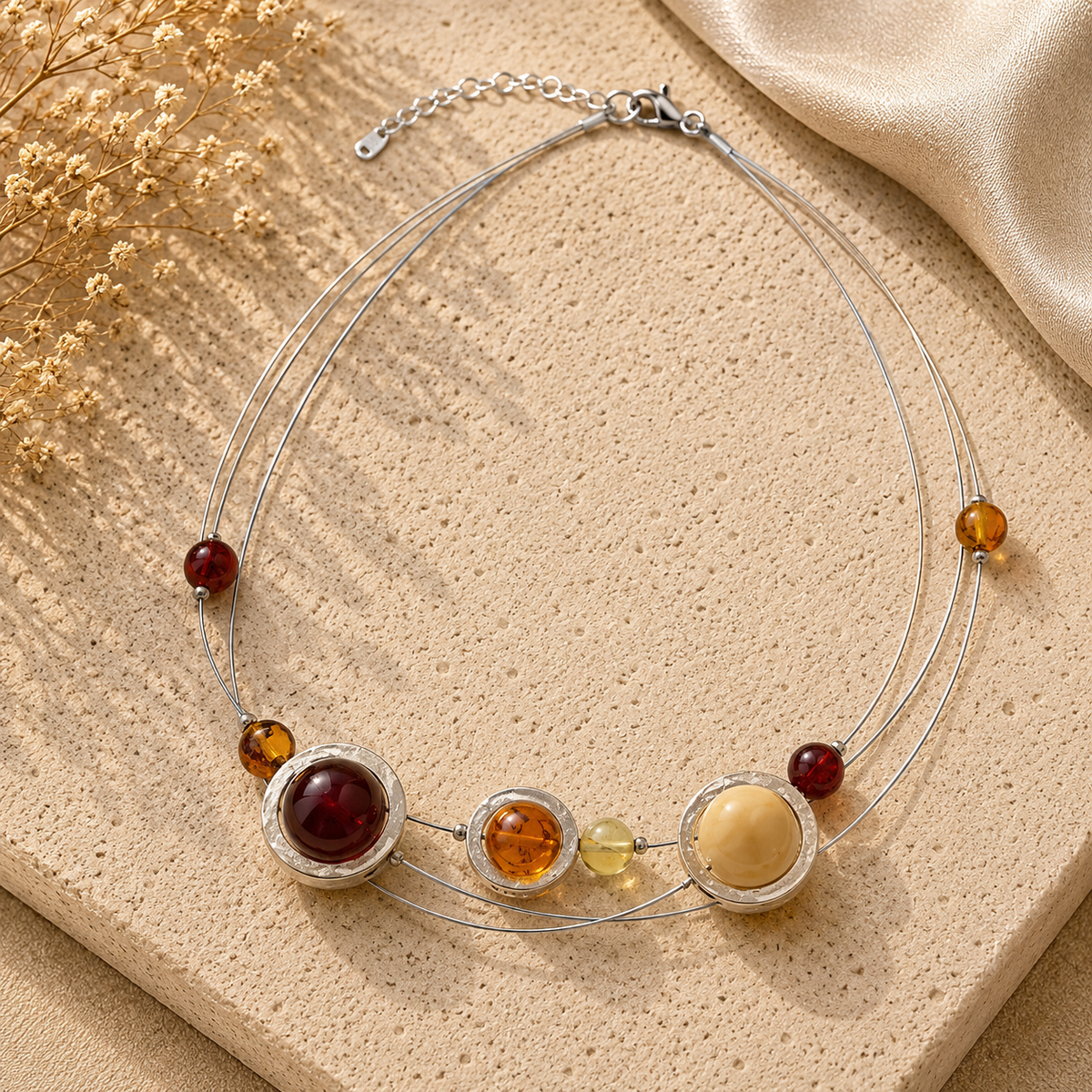 Bernsteincollier "Sonne, Mond und Sterne"