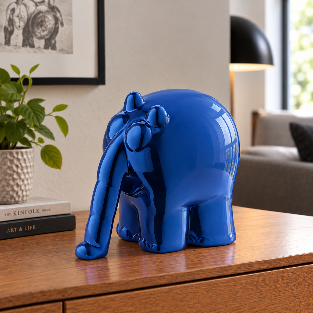 Otto Waalkes: Skulptur "Ottifant" - Version in Kunstguss Metallic-Blau