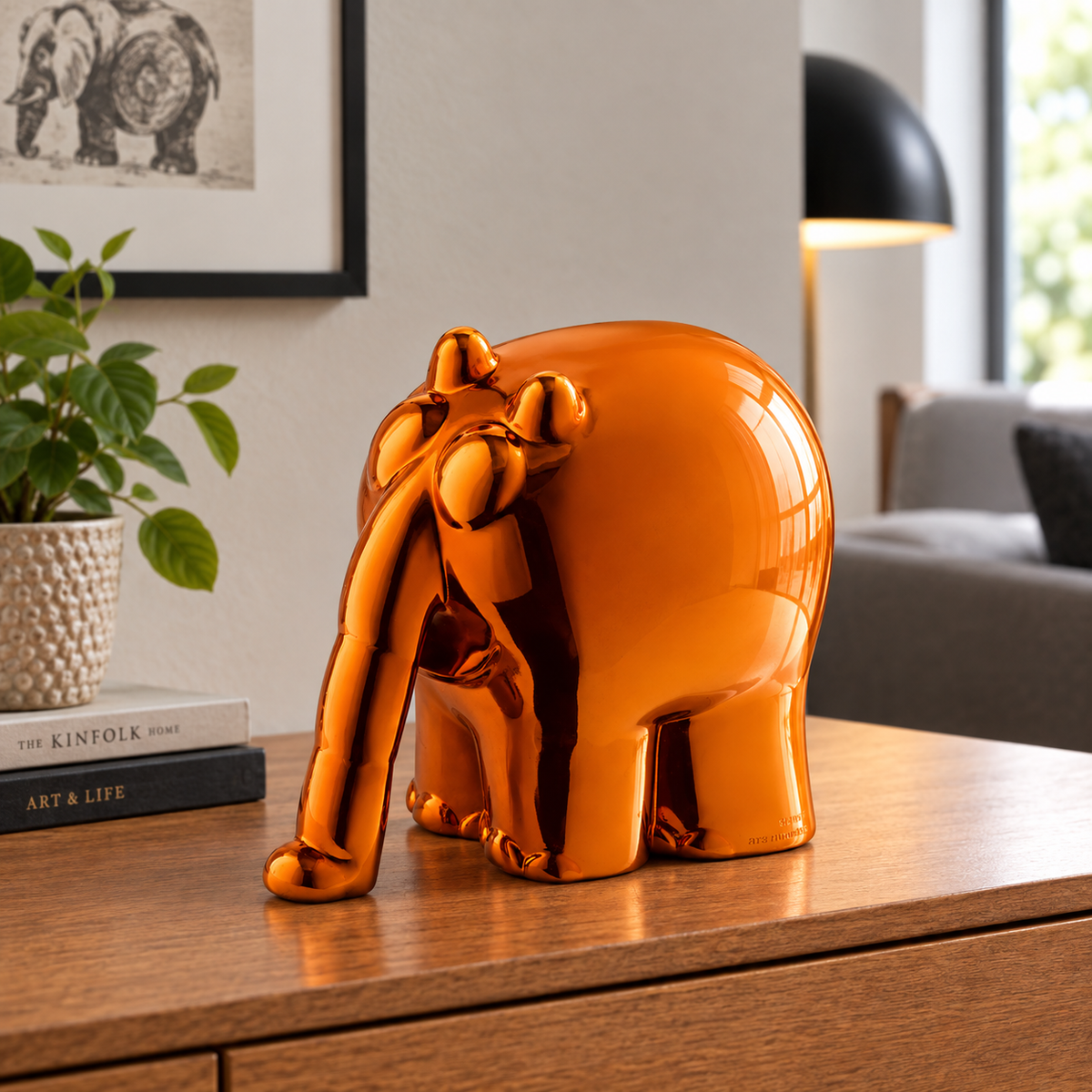 Otto Waalkes: Skulptur "Ottifant" - Version in Kunstguss Metallic-Orange