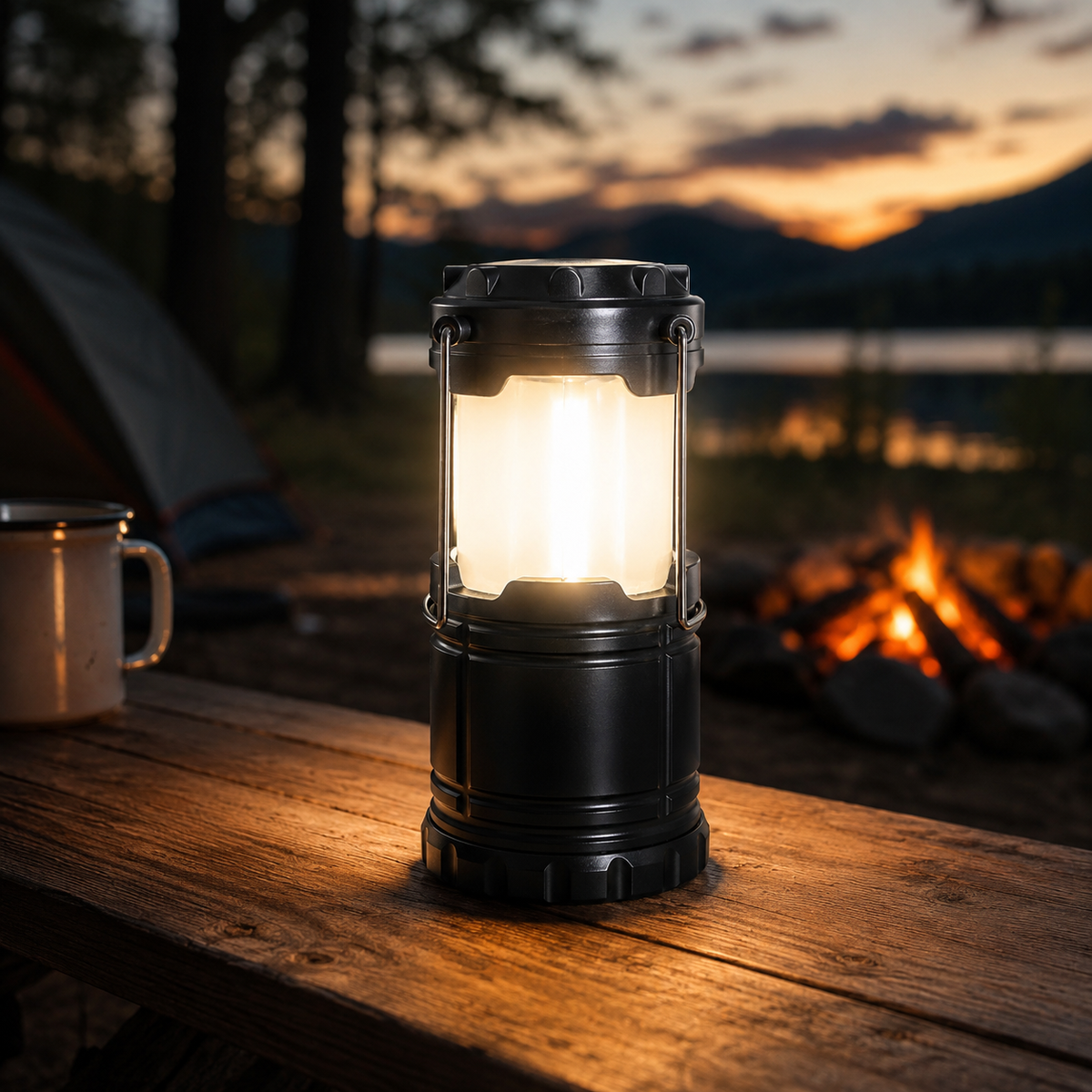Campinglaterne mit Flammeneffekt - 2er-Set