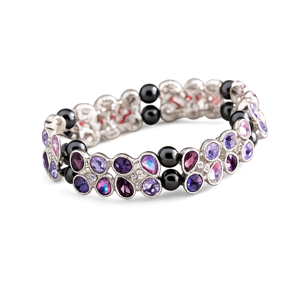 Kristallarmband Lavendelglitzer mit Hämatit