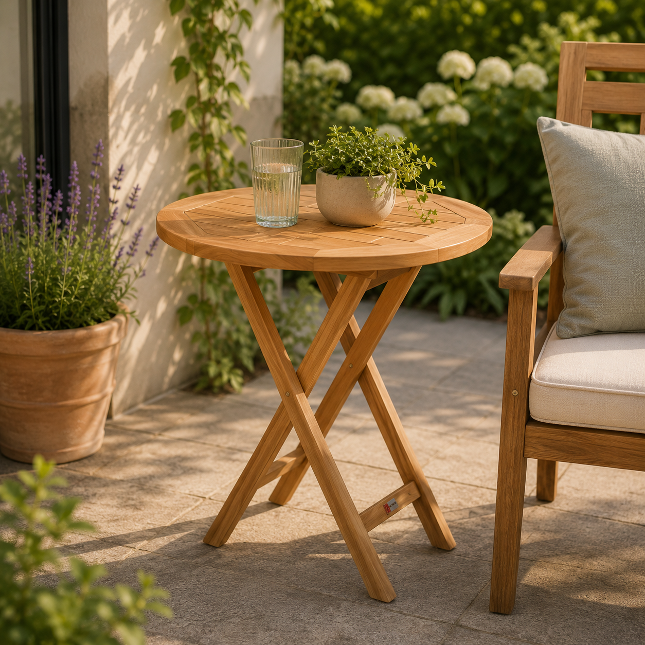Teakholz Klapptisch Sutton rund (Ø 70 cm)