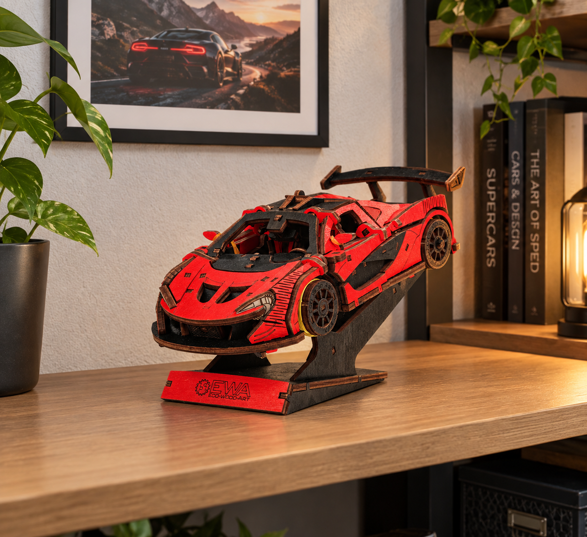 3D-Holzpuzzle Racing Car rot