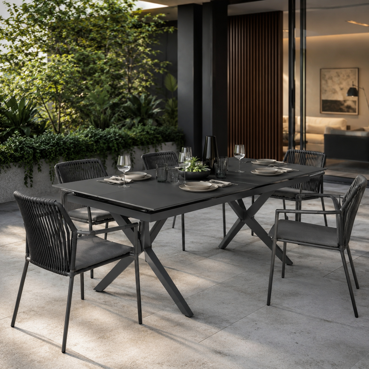 Ausziehtisch Valor 160/210 x 90 cm dark grey Aluminium