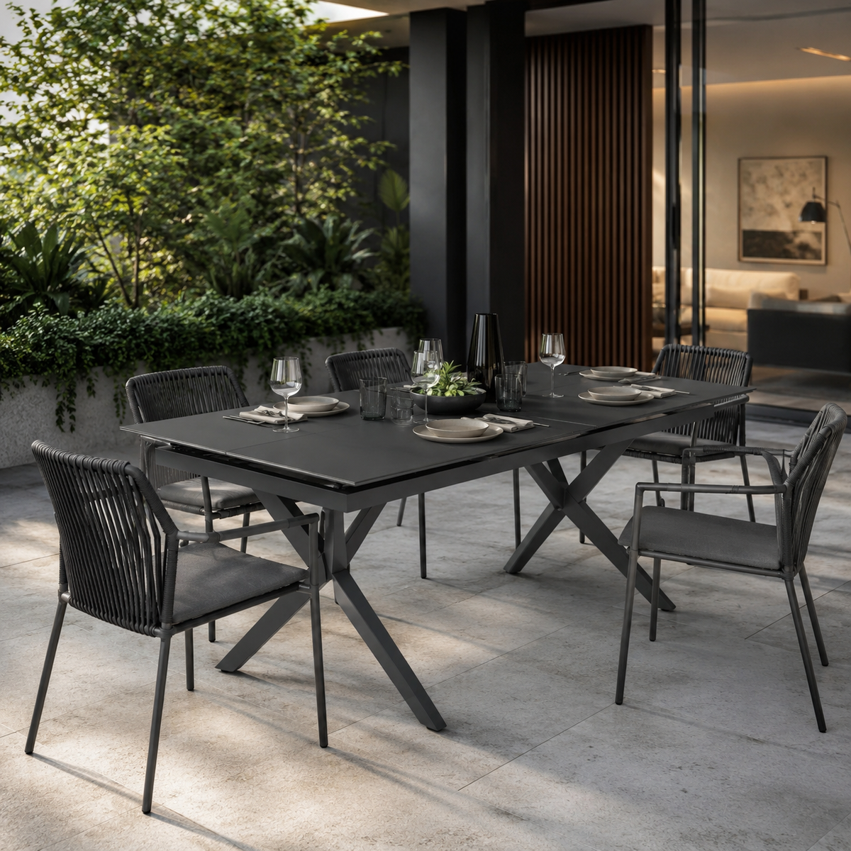 Ausziehtisch Valor 160/210 x 90 cm dark grey Aluminium