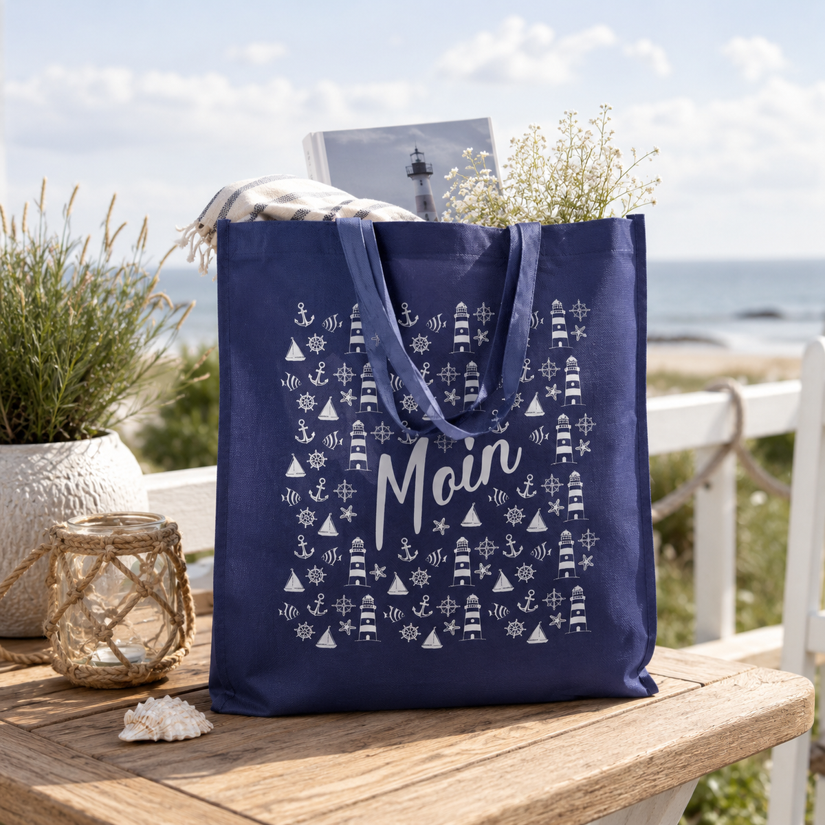 Tragetasche navyblau "Moin"