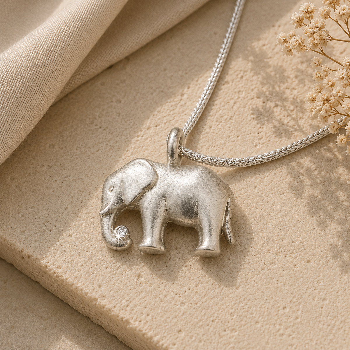 Collier Glückselefant silber
