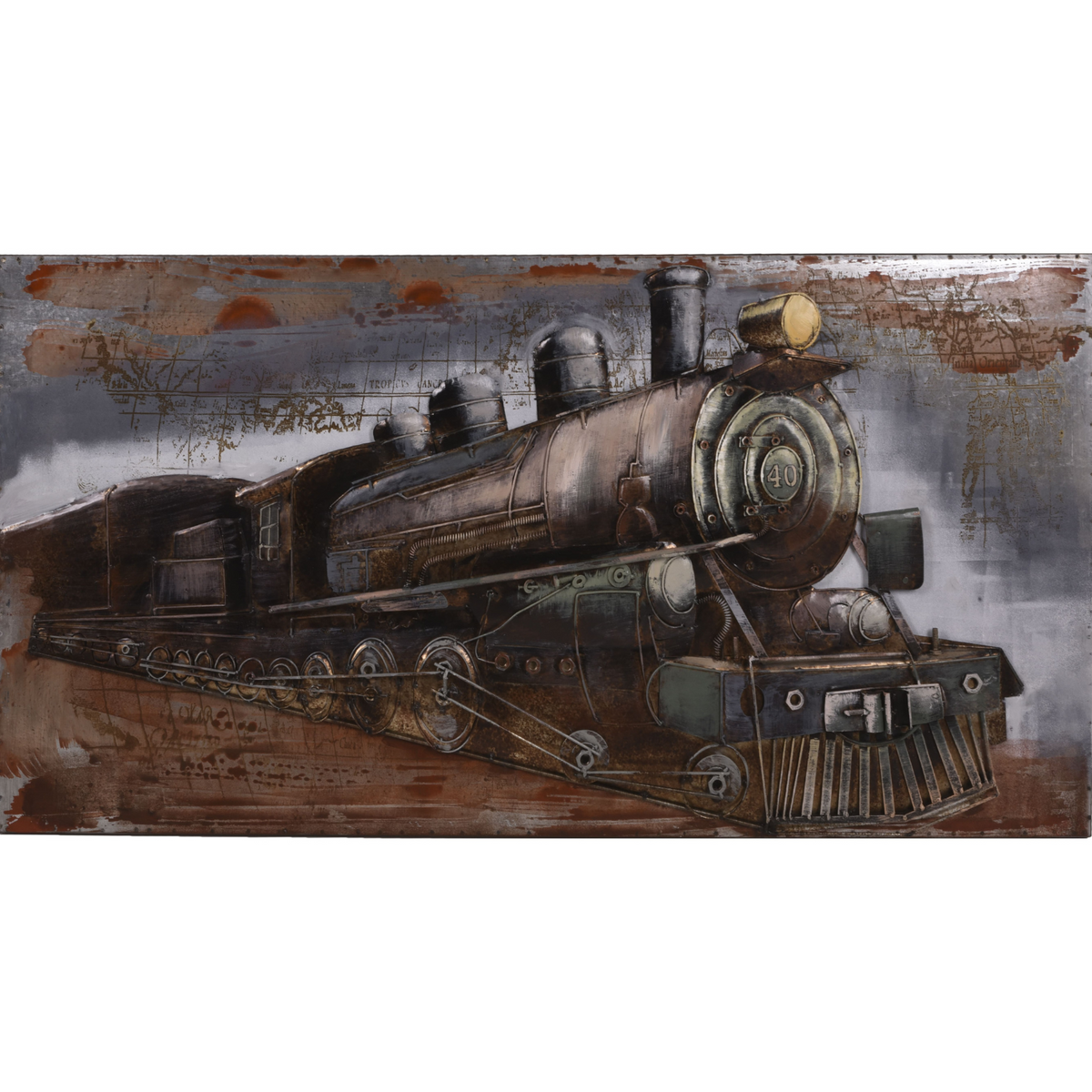 3D Metallbild Dampflok