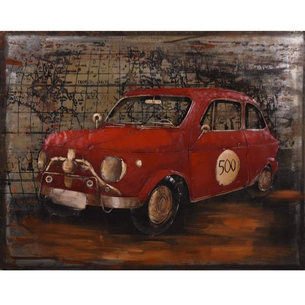 3D Metallbild rotes Auto