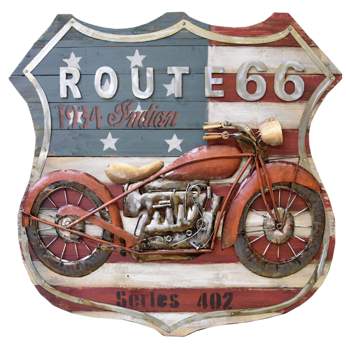 3D Metallbild Motorrad Route 66