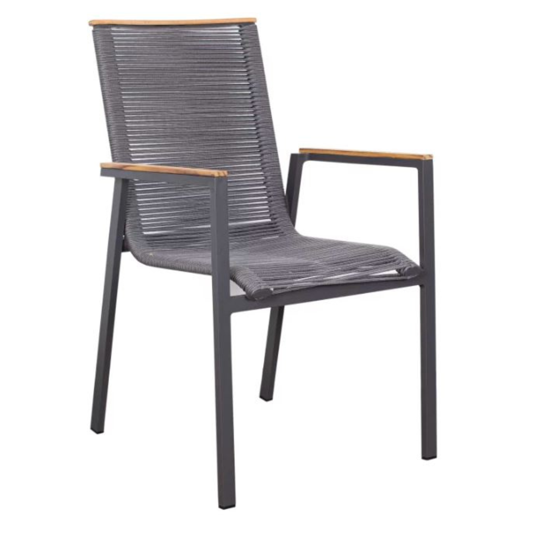 Dining Stapelsessel Alicante Rope anthrazit mit Teakarmlehne