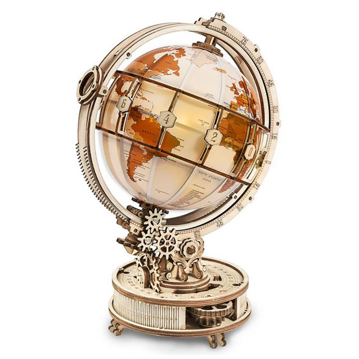 3D-Holzpuzzle Globus beleuchtet