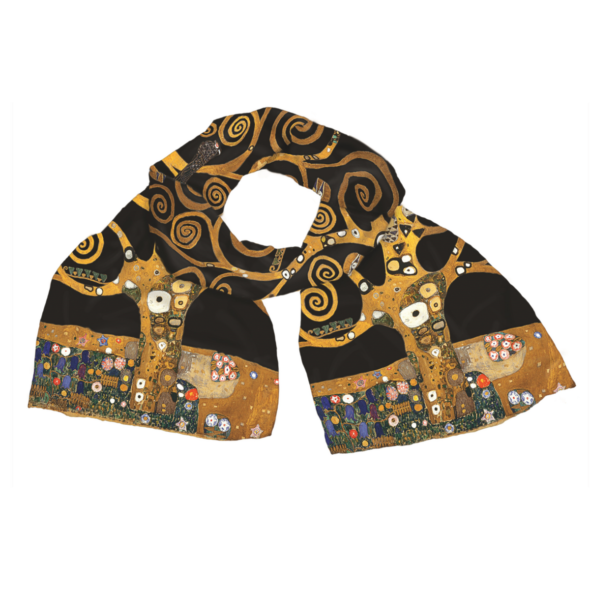 Gustav Klimt: Seidenschal "Lebensbaum" (schwarze Version)