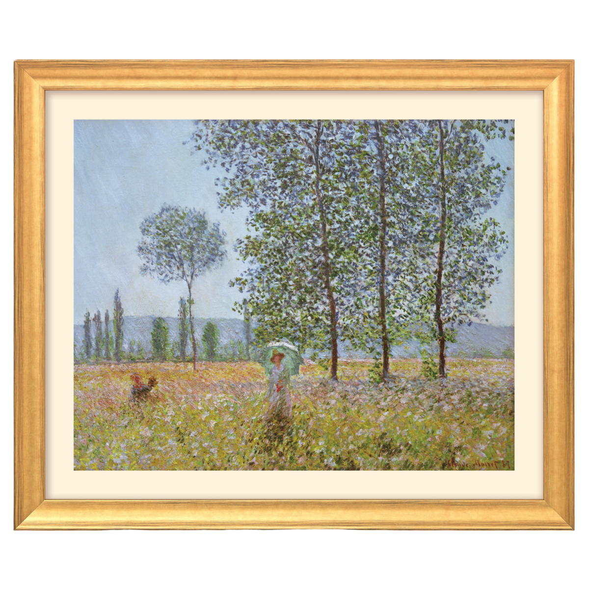 Claude Monet: "Felder im Frühling" (goldfarben gerahmt)