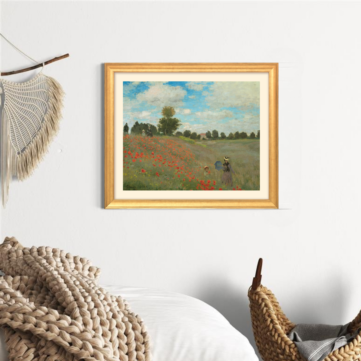 Claude Monet: "Das Mohnfeld bei Argenteuil" (goldfarben gerahmt)