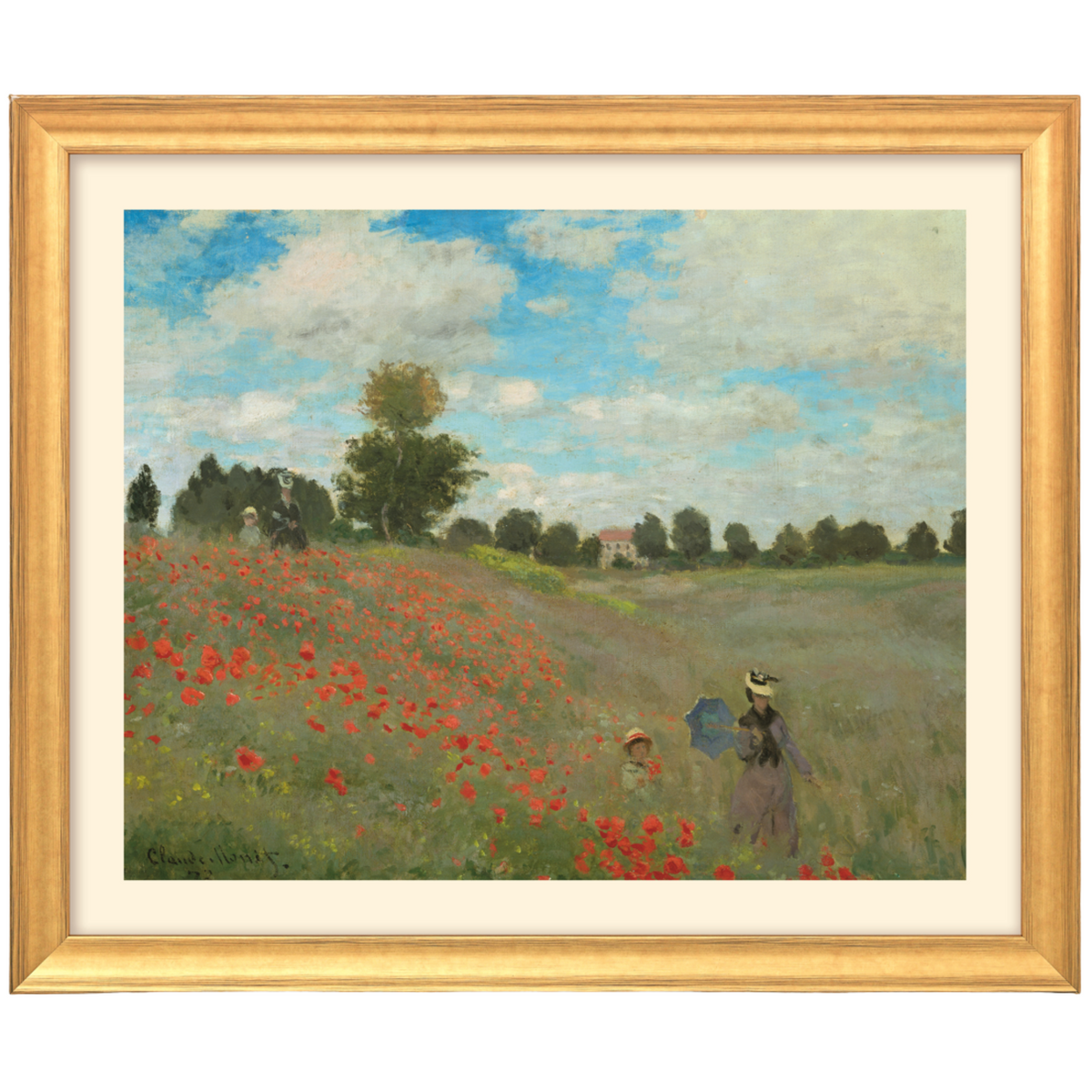 Claude Monet: "Das Mohnfeld bei Argenteuil" (goldfarben gerahmt)