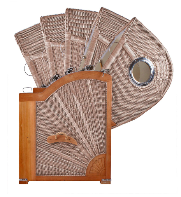 Strandkorb Düne Teak Bullauge Dessin 585 inkl. Sekt-/Champagnerkühler