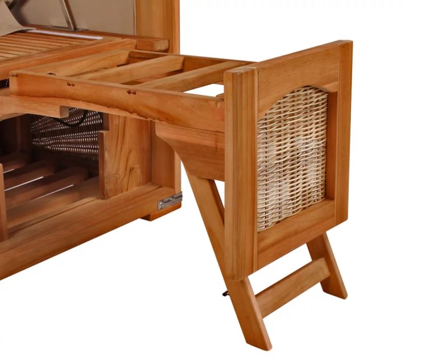 Strandkorb Düne Teak Bullauge Dessin 534 inkl. Feuerschale IDAHO