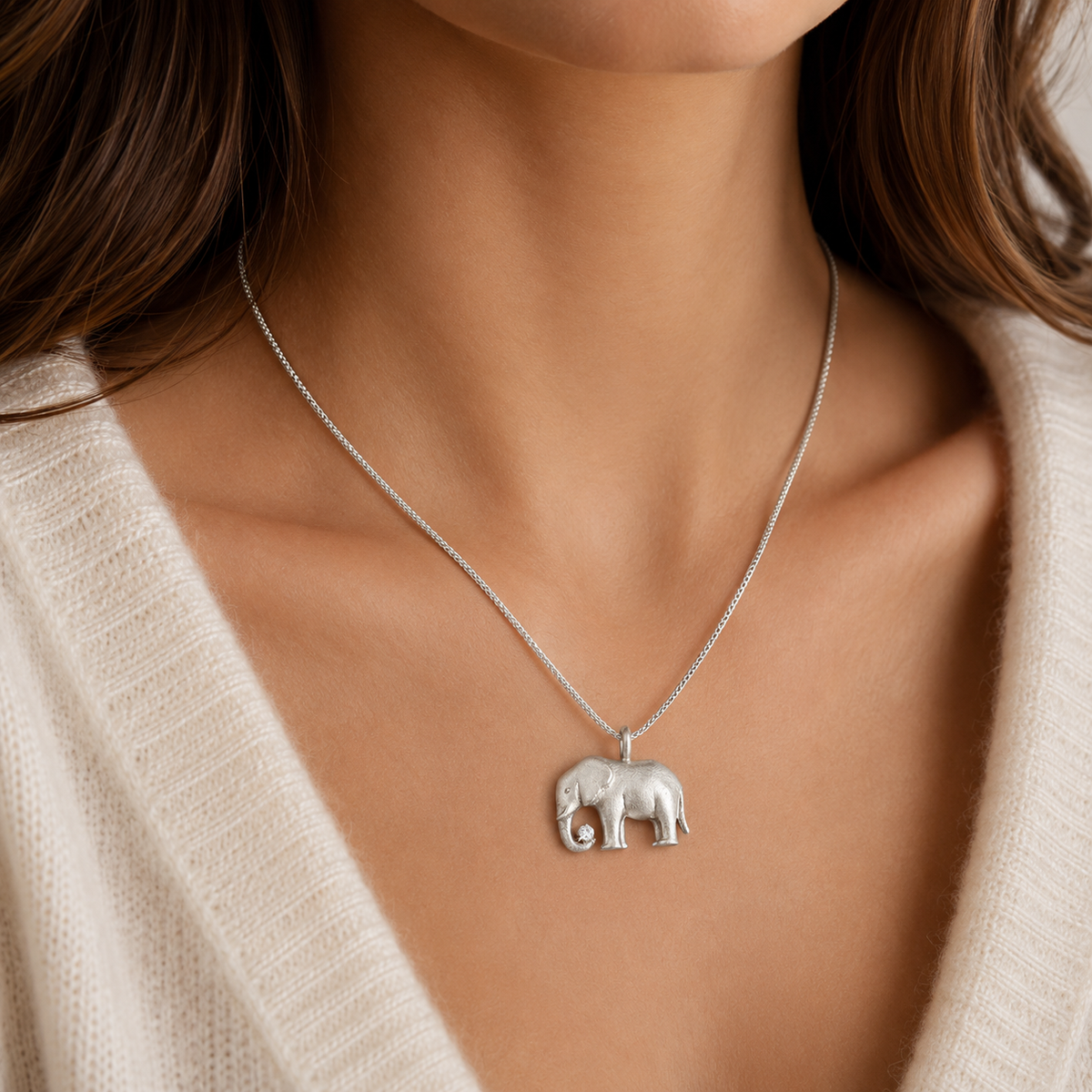 Collier Glückselefant silber
