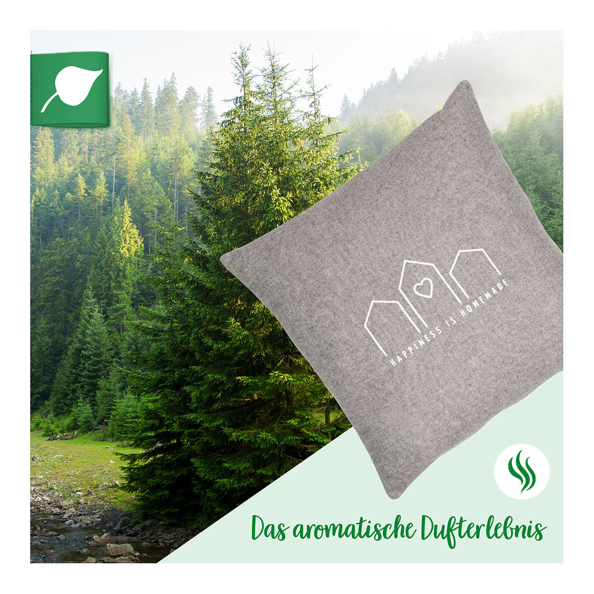 Flanell Zirbenkissen (Hellgrau, 30x30cm)