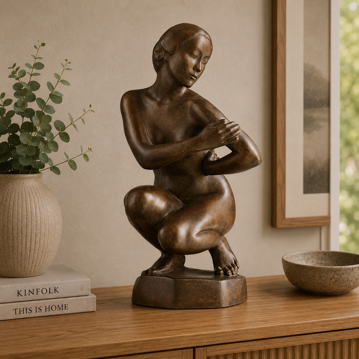 Georg Kolbe: Skulptur "Kauernde Japanerin" Reduktion in Bronze