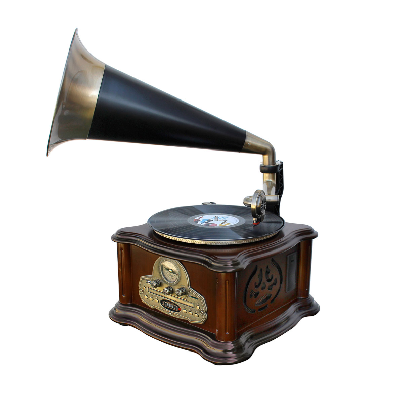 Stereo Grammophon mit UKW/MW-Radio, CD/MP3, USB/SD, Bluetooth®, Kassettenwiedergabe, Encoding