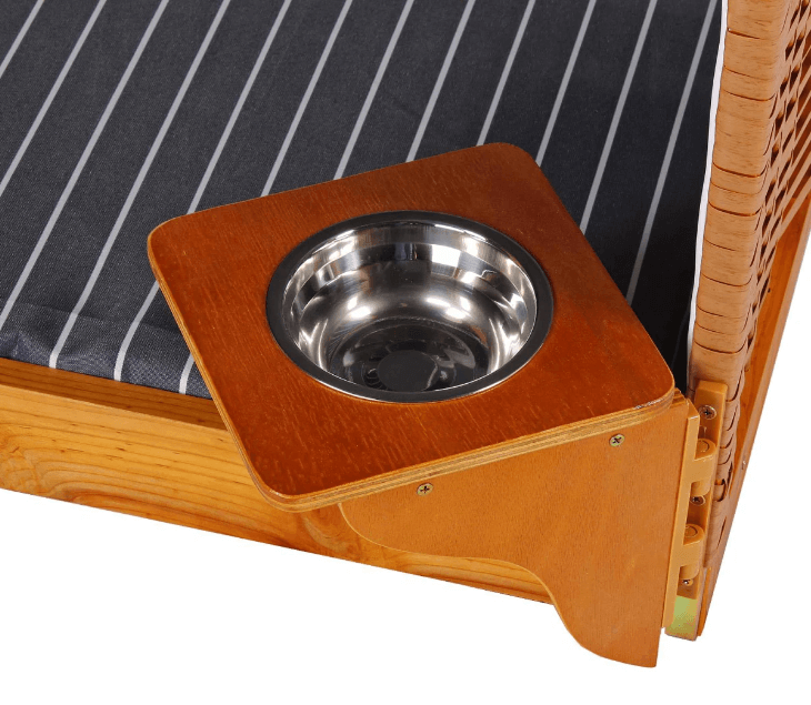 Hunde- und Katzenstrandkorb gestreift/blau PE beige