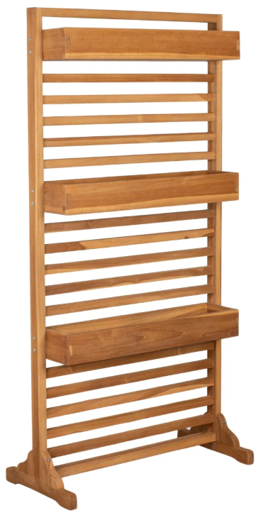 Sichtschutz Pflanzspalier Holmer Teak mit Pflanzbehälter