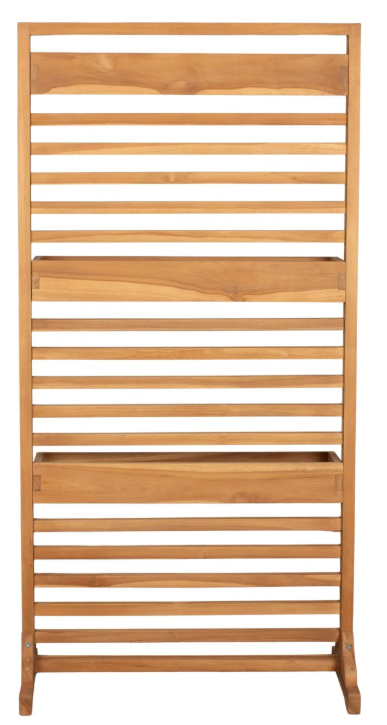 Sichtschutz Pflanzspalier Holmer Teak mit Pflanzbehälter