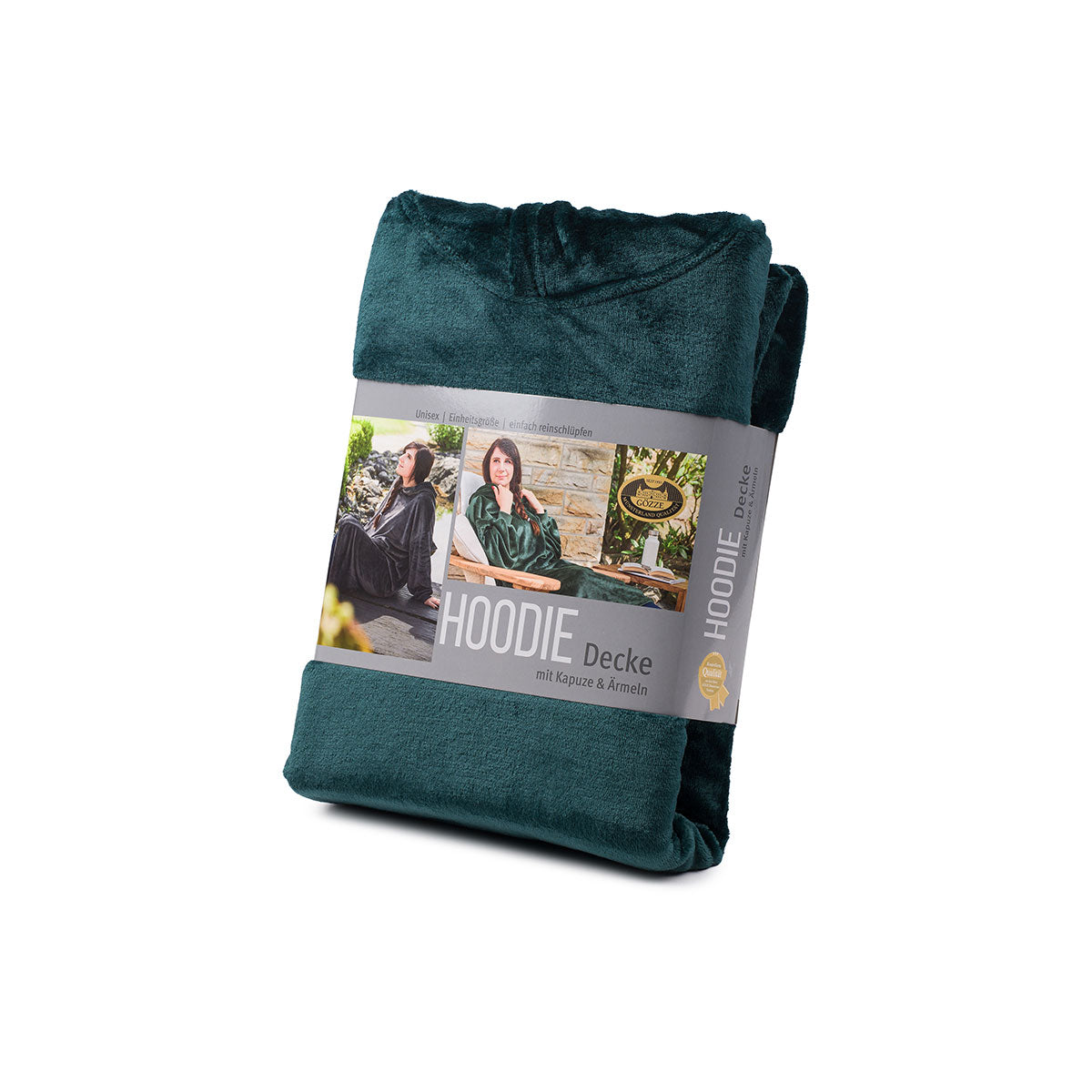 Hoodie Kuscheldecke mit Kapuze (dunkelgrün)